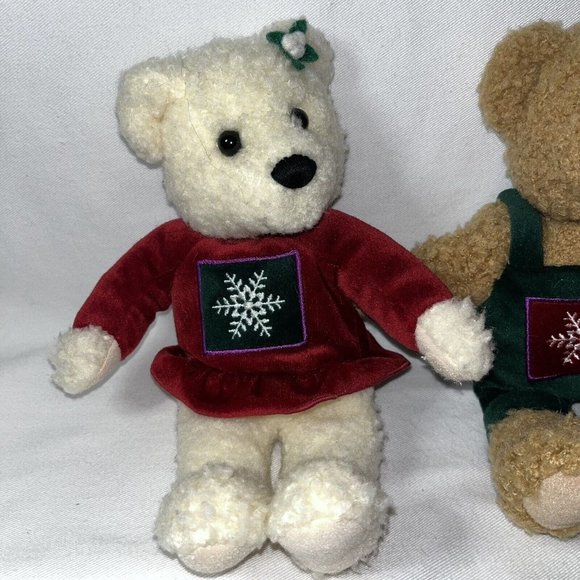 VTG Hallmark Kiss Kiss Mistletoe Plush Teddy Bears Magnetic Noses Christmas - Picture 4 of 14